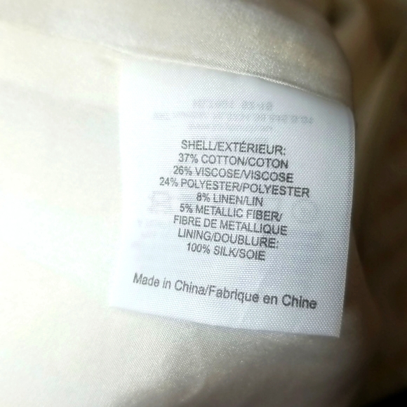 Tory Burch Cream Linen Dress w/ Silver Geometric Design Size 6 - Picture 15 of 16